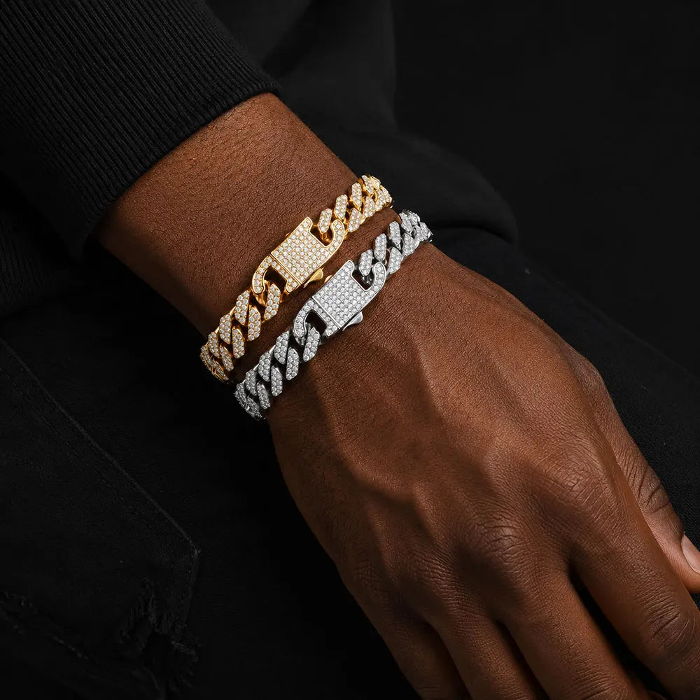 Moissanite Cuban Bracelet Gold Plated VVS1