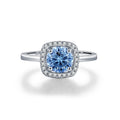 Sea Blue Moissanite Ring - 18K White Gold Plated
