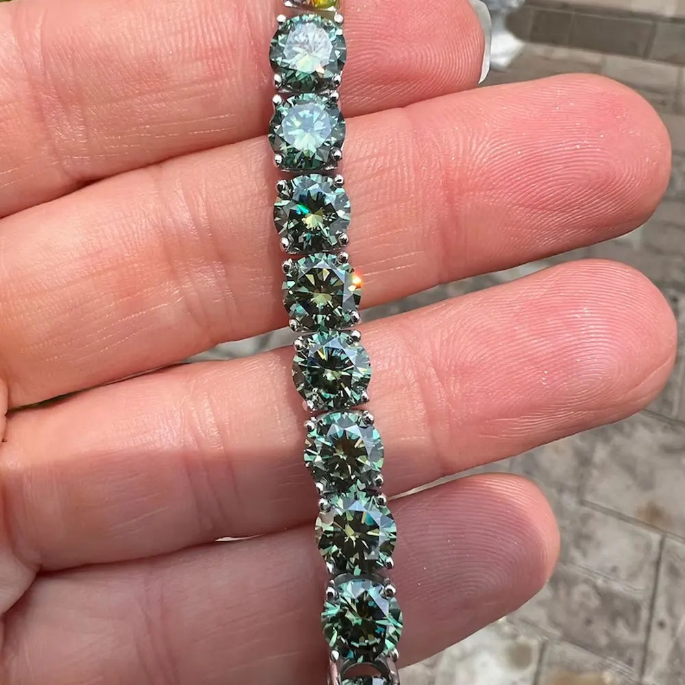 VS Green Moissanite Tennis Bracelets