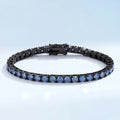 Royal Blue Moissanite 3/4mm Tennis Bracelet 925 Silver Plated 18K Black Gold