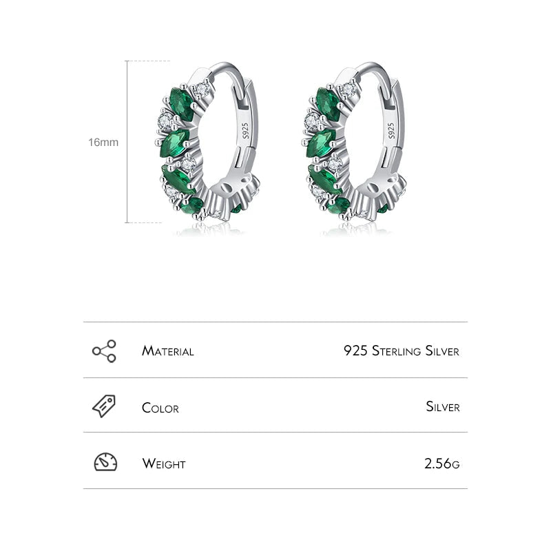 Green Zirconia Earrings in 925 Sterling Silver