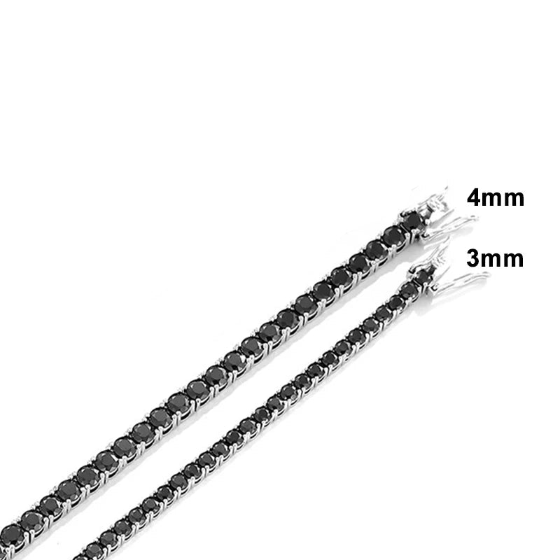 Full Black Moissanite Tennis Bracelets Sterling Silver with White Gold Plated