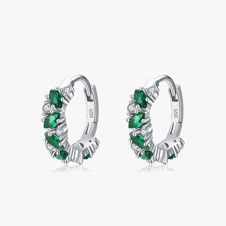 Green Zirconia Earrings in 925 Sterling Silver