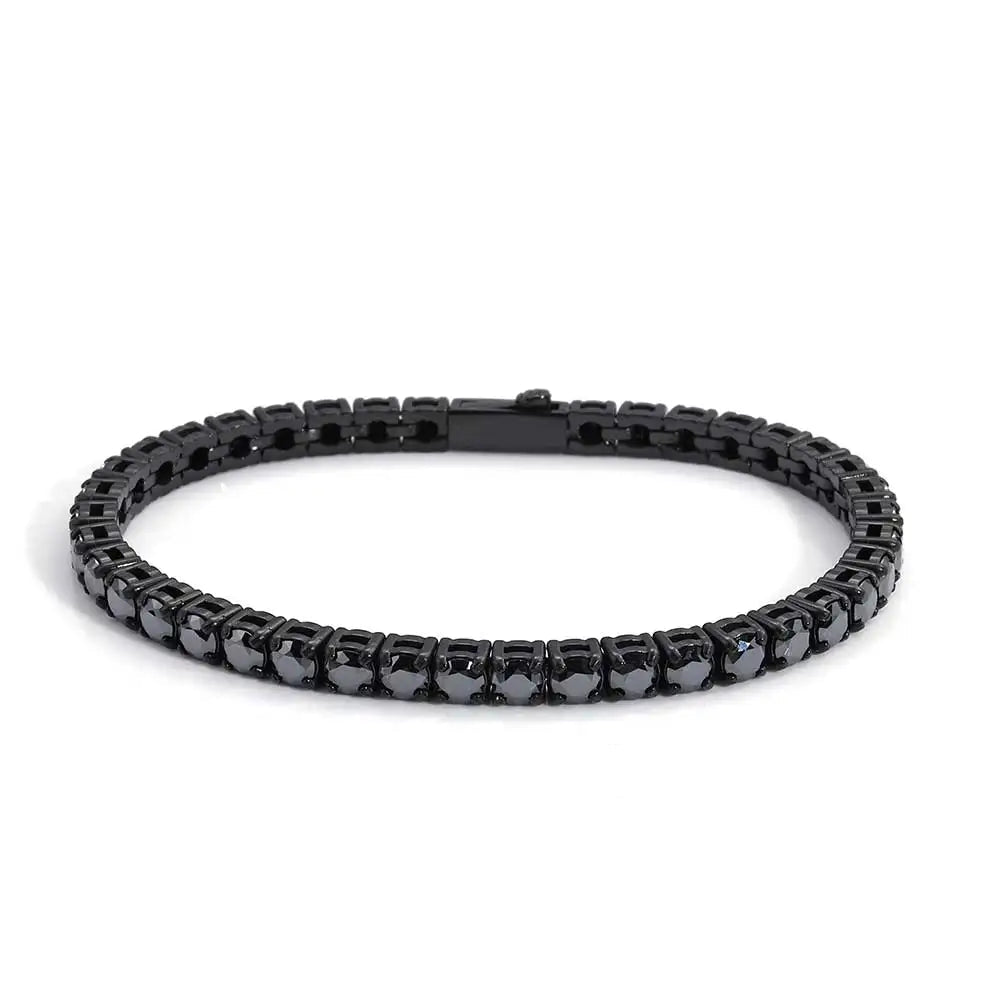 Full Black Moissanite Tennis Bracelets Sterling Silver with White Gold Plated