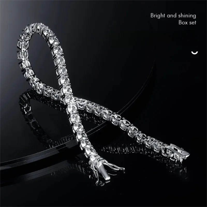Tennis Bracelet Moissanite VVS White Gold Plated