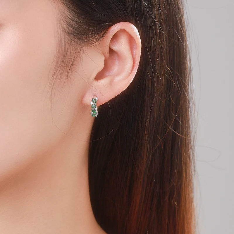 Green Zirconia Earrings in 925 Sterling Silver