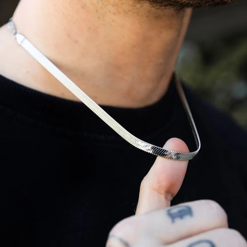 Men’s Silver Stainless Steel Snake Chain Necklace