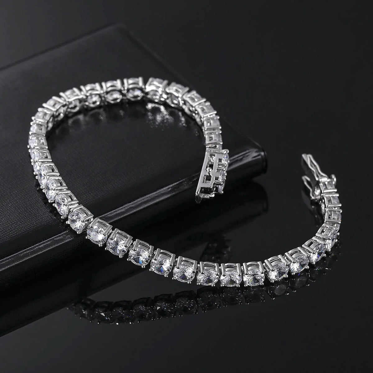 Tennis Bracelet Moissanite VVS White Gold Plated