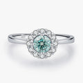 Green Teal Moissanite Ring 925 Sterling Silver