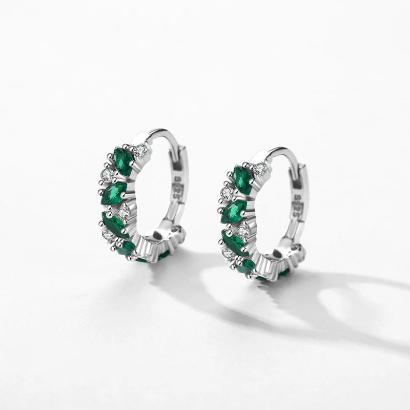 Green Zirconia Earrings in 925 Sterling Silver